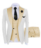 KENTON SUITS Men's Fashion Formal 3 Piece Tuxedo (Jacket + Pants + Vest) White & Light Blue Sky Blue Suit Set - Divine Inspiration Styles