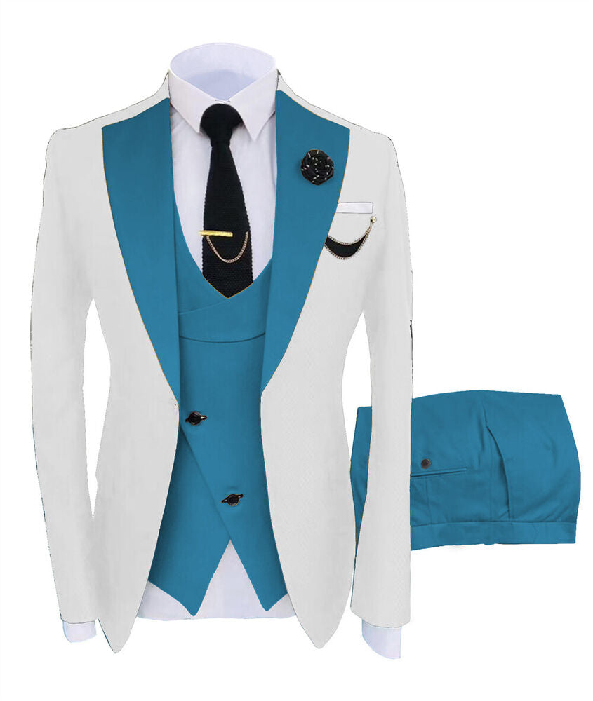 Light Blue Men Suits for Wedding Suits Best Man Blazers Jacket Groom  Tuxedos 3Piece(Jacket+Pants+Vest…