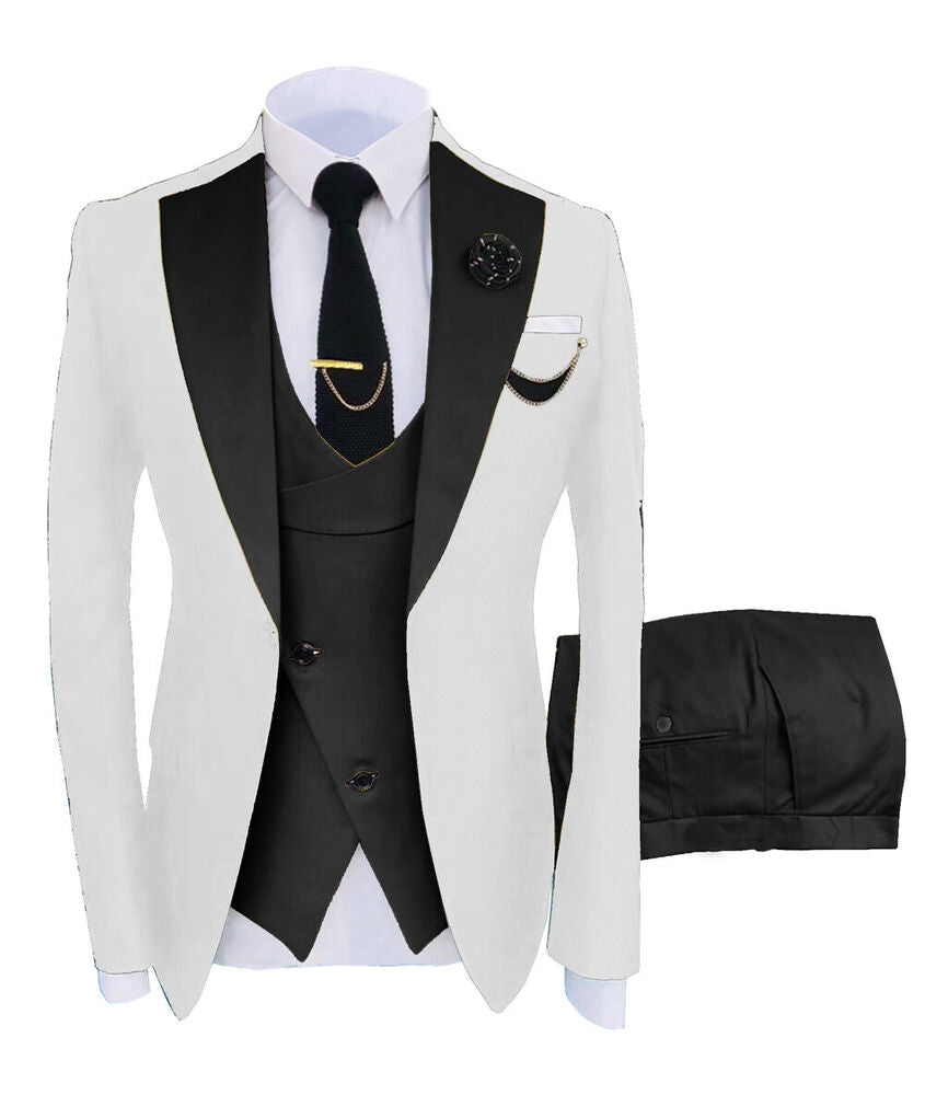 2023 Men Wedding Slim Fit Gentleman Jacket with Vest Pant 3 Piece Male  Costume | eBay