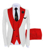 KENTON SUITS Men's Fashion Formal 3 Piece Tuxedo (Jacket + Pants + Vest) White & Pink Suit Set - Divine Inspiration Styles