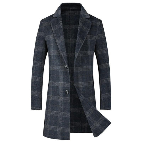 BRADFORD Design Collection Men's Fashion Premium Quality Long Wool Plaid Trench Coat - Divine Inspiration Styles