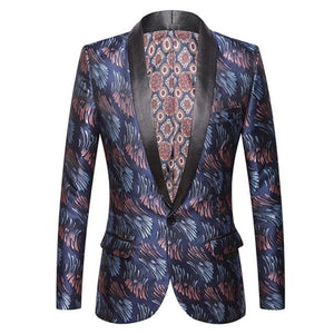 CGSUITS Men's Fashion Luxury Style Jacquard Teal Green Blue Black Blazer Suit Jacket - Divine Inspiration Styles