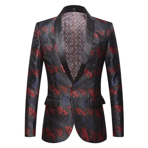 CGSUITS Men's Fashion Luxury Style Jacquard Teal Green Blue Black Blazer Suit Jacket - Divine Inspiration Styles