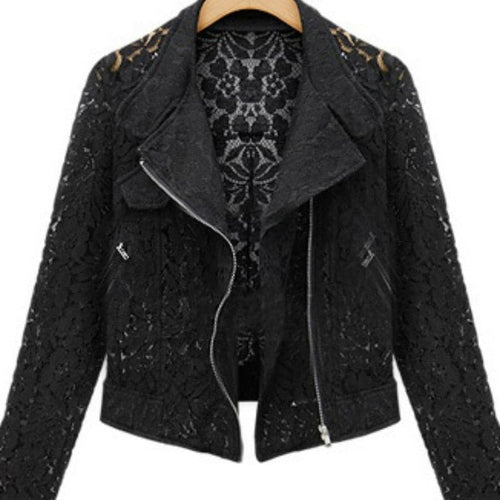 ASM Women's Elegant Fashion Lace Design Biker Jacket - Divine Inspiration Styles