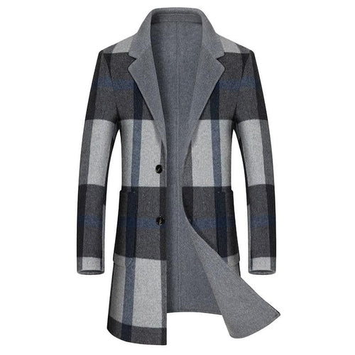 BRADFORD Design Collection Men's Fashion Premium Quality Long Wool Plaid Trench Coat - Divine Inspiration Styles