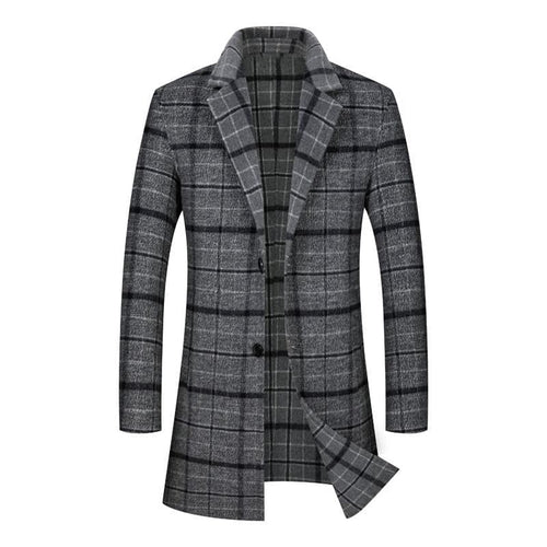 BRADFORD Design Collection Men's Fashion Premium Quality Long Wool Plaid Trench Coat - Divine Inspiration Styles