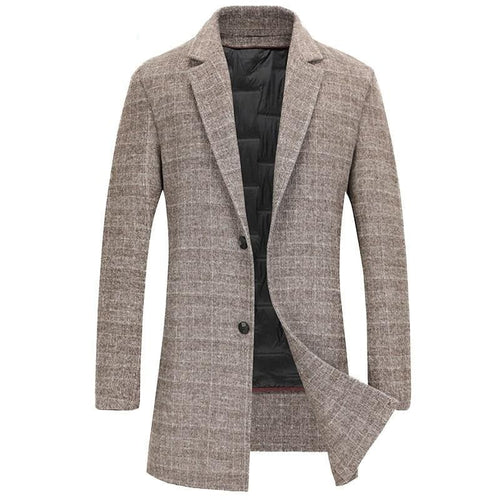 BRADFORD Design Collection Men's Fashion Premium Quality Long Wool Plaid Trench Coat - Divine Inspiration Styles