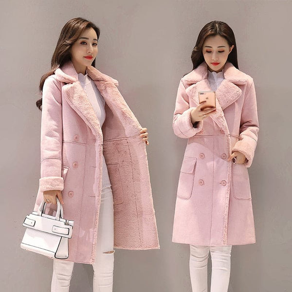 MONA Design Women s Fine Fashion Elegant Pink Coat Jacket Faux Fur Cas Divine Inspiration Styles