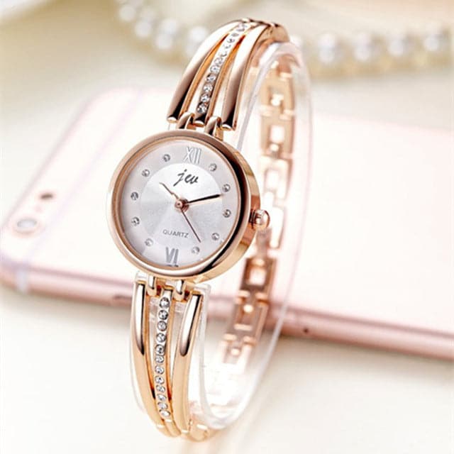 JW Women's Fine Fashion Rose Gold Luxury Rhinestone Bracelet Watch - Divine Inspiration Styles