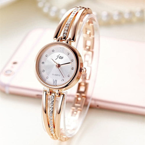 JW Women's Fine Fashion Rose Gold Luxury Rhinestone Bracelet Watch - Divine Inspiration Styles