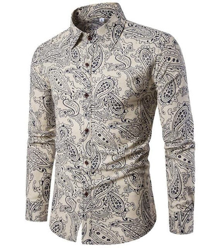 T-BIRD Men's Fashion Premium Quality Long Sleeves Hawaiian Dress Shirt - Divine Inspiration Styles