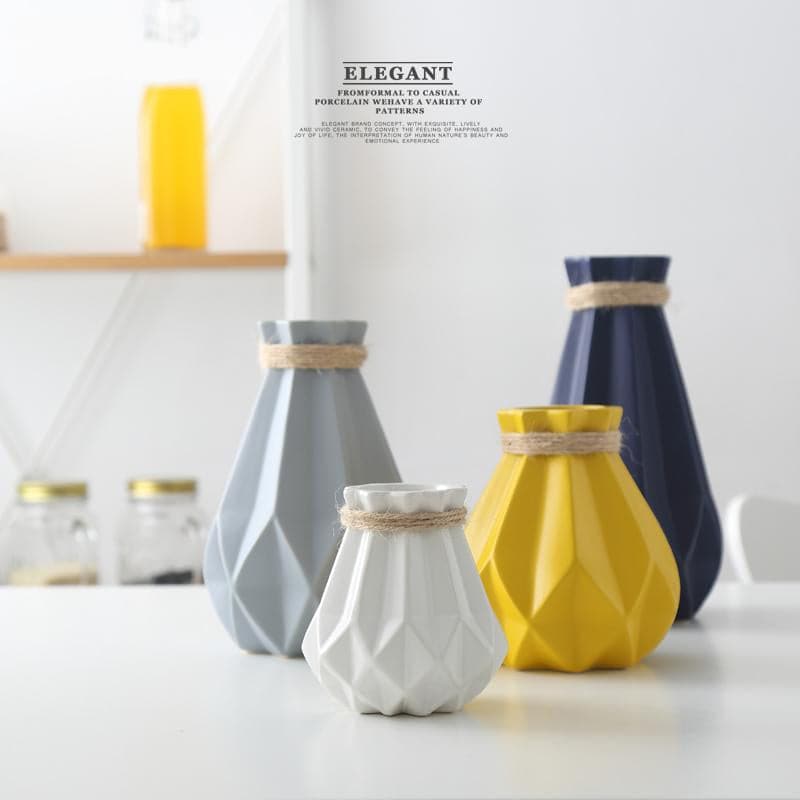 FREESON Elegant Diamond Mesh Design Porcelain Vases for Decorations ...
