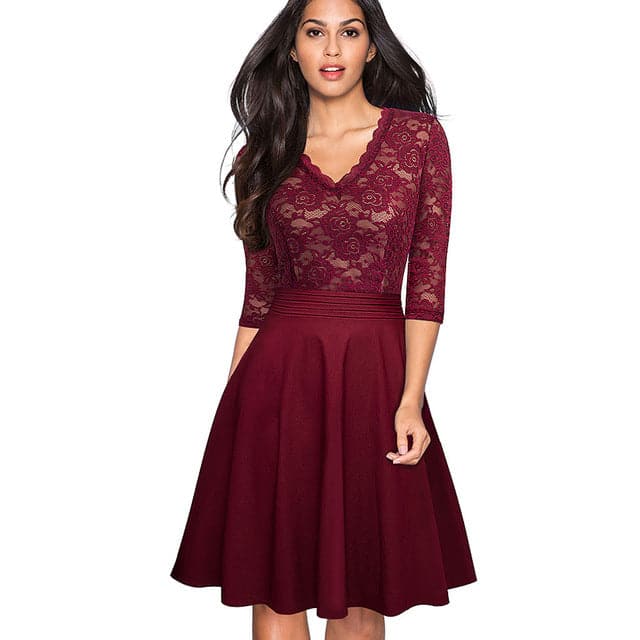 Burgundy Lace Dress Forever