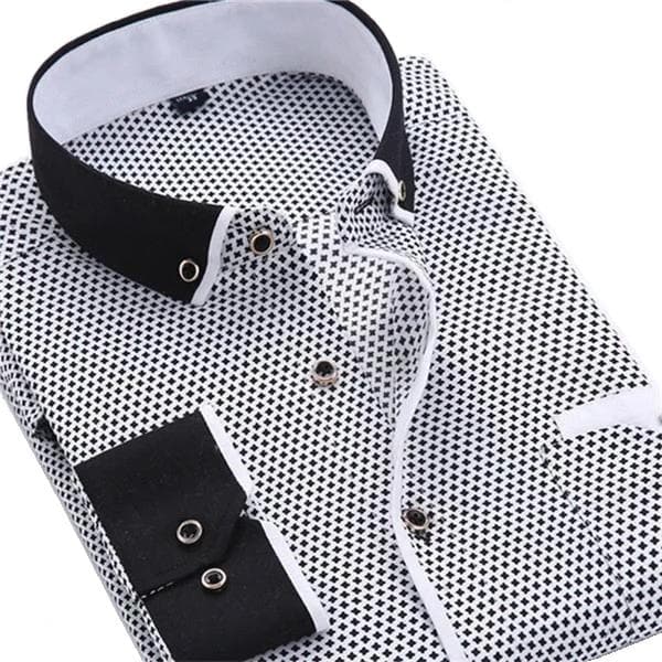 QISHA Men's Classic Trendy Fashion Casual Long Sleeves Printed Business Dress Shirt - Divine Inspiration Styles